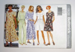 4820 BUTTERICK EZ DROP WAIST LOOSE TIE DRESS, JUMPSUIT LENGTHS PATTERN 6-14